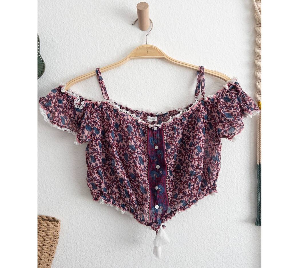 Poupette St Barth Honey Smocked Crop Top